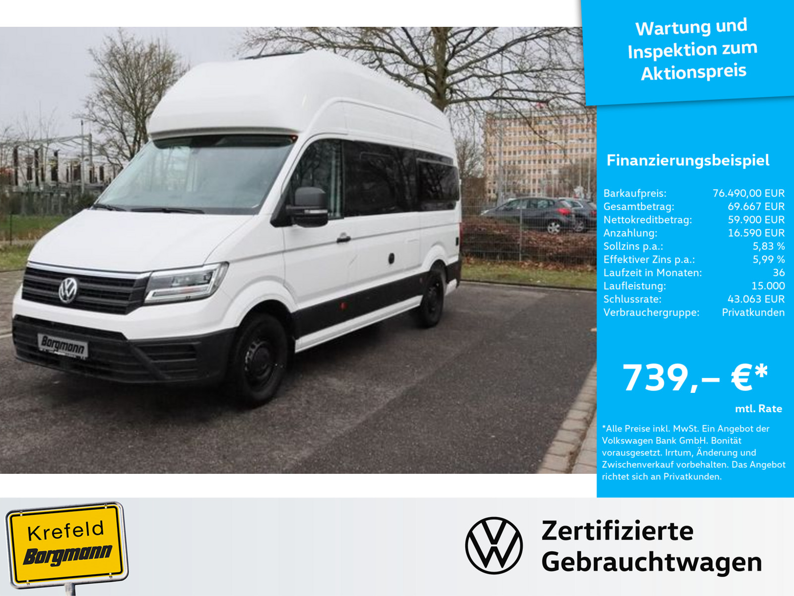 VW Crafter Grand California 600 TDI HOCHBETT+SOG+3,