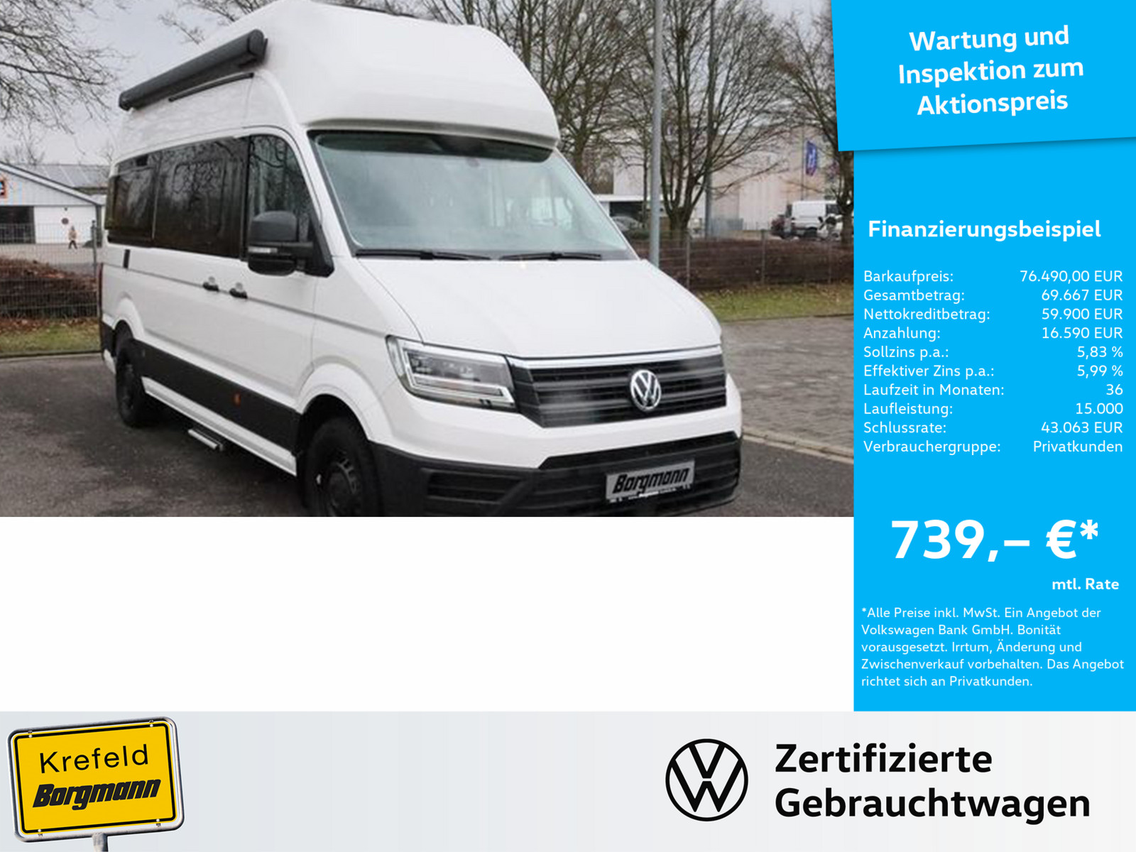 VW Crafter Grand California 600 TDI HOCHBETT+SOG+3,