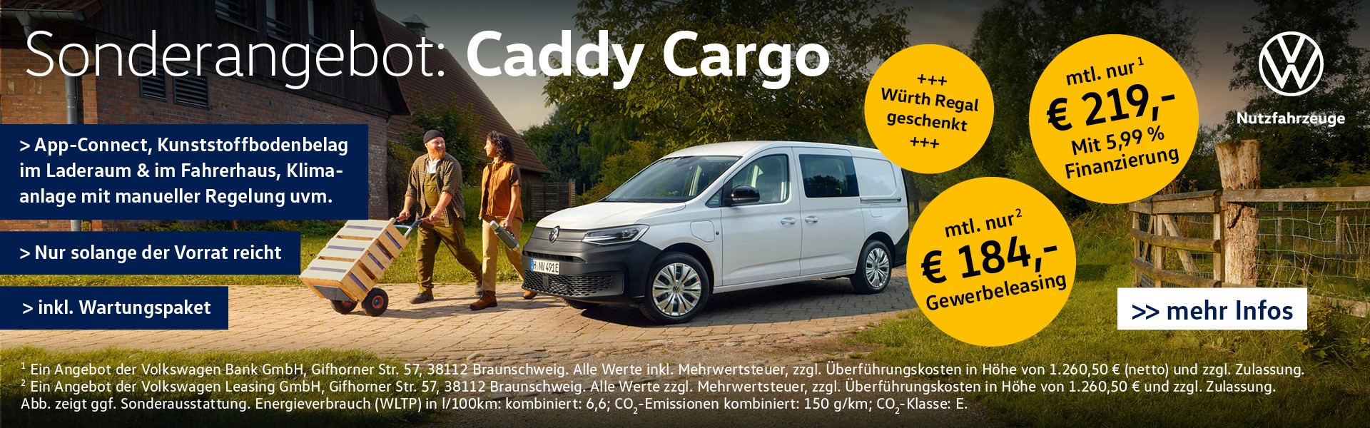 Sonderangebot: Caddy Cargo - Würth Regal geschenkt