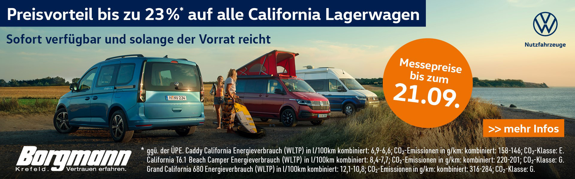 Messepreise auf California Lagerwagen bis zum 21.09 