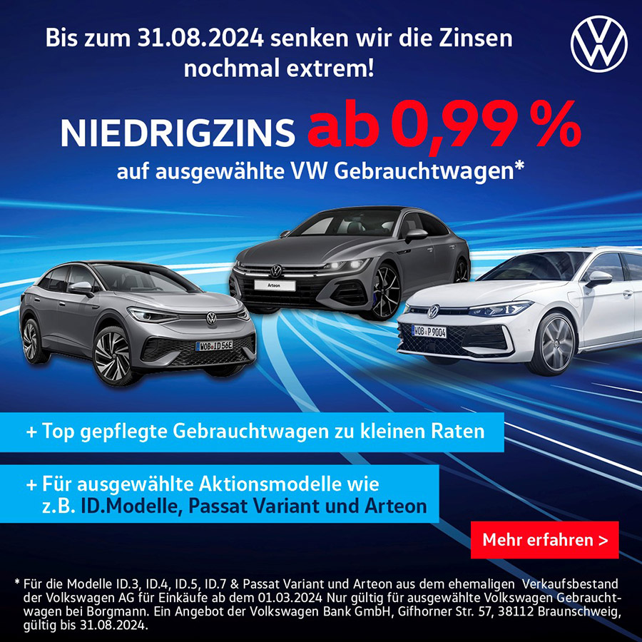 Ab 0,99% Finanzierung VW Gebrauchtwagen