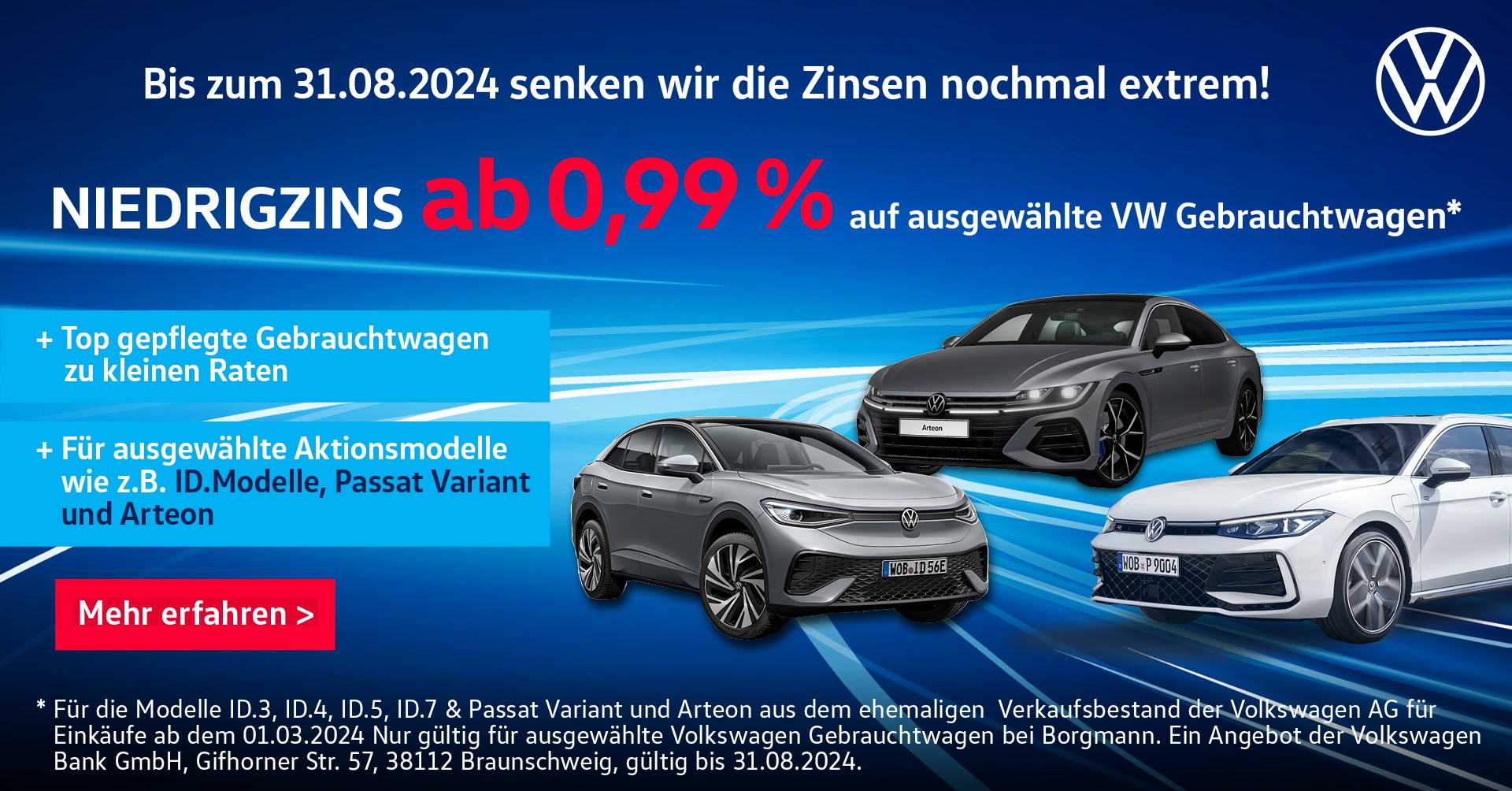 Ab 0,99% Finanzierung VW Gebrauchtwagen